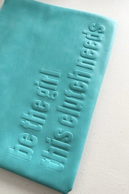ZARA Turquoise Clutch Bag ''Be The Girl This Clutch Needs'' Text Embossed 6246/004