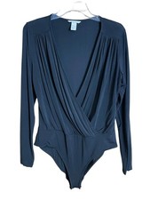 H M draped black bodysuit medium