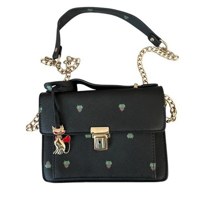 Idea Win Korean Design Shoulder Bag Vegan Gold Tone Cat Key Chain Whimsical