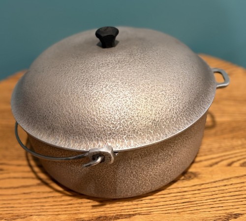 Pre Owned Vintage Club Hammercraft Aluminum Roasting Pan W/ Lid & Metal Handle - Picture 2 of 6
