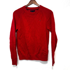 Tommy Hilfiger Sweatshirt Knit Pullover Long Sleeve Red Solid Crew Neck Boys L