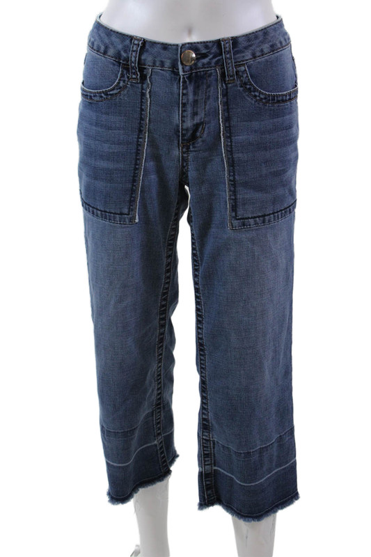 Seven 7 Womens Cotton Blend Four Pocket Mid-Rise Cropped Jeans Blue Size 6