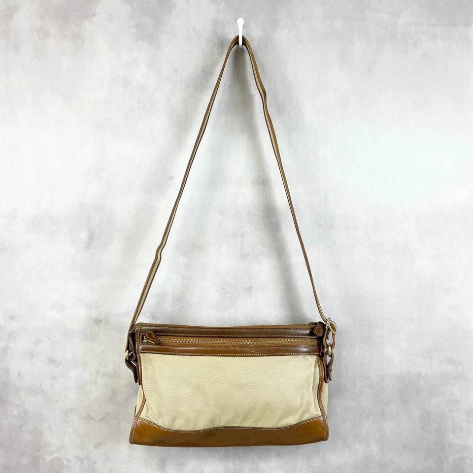 Vintage Ghurka Womens Crossbody Bag The Envoy Leather Canvas Old Money Heritage - Image 2 of 4
