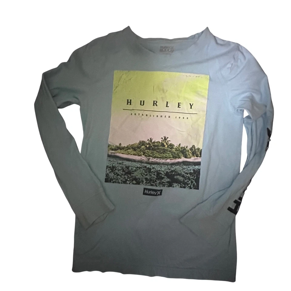 Hurley Kids Long Sleeve Graphic T Shirt Island Scene Boys Medium - Image 3 of 3