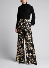 Zimmermann Trousers Size 0/AU8/US 4 Ladybeetle Wide Leg Silk Twill Belted Pants