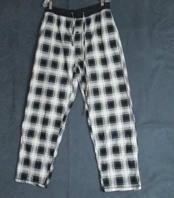 Open Trails Pajama Pants Mens Size XL Cream Black Plaid Sleepwear Soft Cozy 