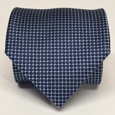 The Mens Store Bloomingdales Tie Blue 100 Silk Geometric Necktie Handmade G3