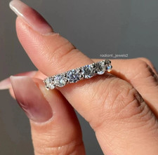 2.80Ctw Round Cut Moissanite U Prong Full Eternity Wedding Band 14k White Gold