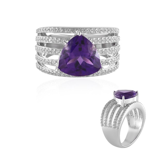 Cavill Ring Sterlingsilber 925 Amethyst 3,57Ct Lila Zirkonia Damen- Echtschmuck-image