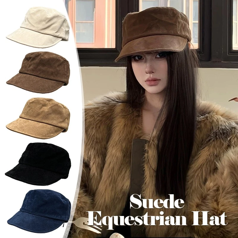 Sombrero Ecuestre Retro Gamuza Para Mujer Otoño Invierno Moda Versátil Gorra de Béisbol Foto 2 de 4