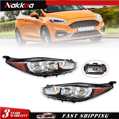 Factory Style Black Headlights Fit For 2014-2019 Ford Fiesta Headlamps Pair Set