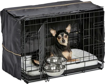 MidWest Homes for Pets XS Double Door iCrate Starter Kit,22-in Dog 2 Bowls Cover
