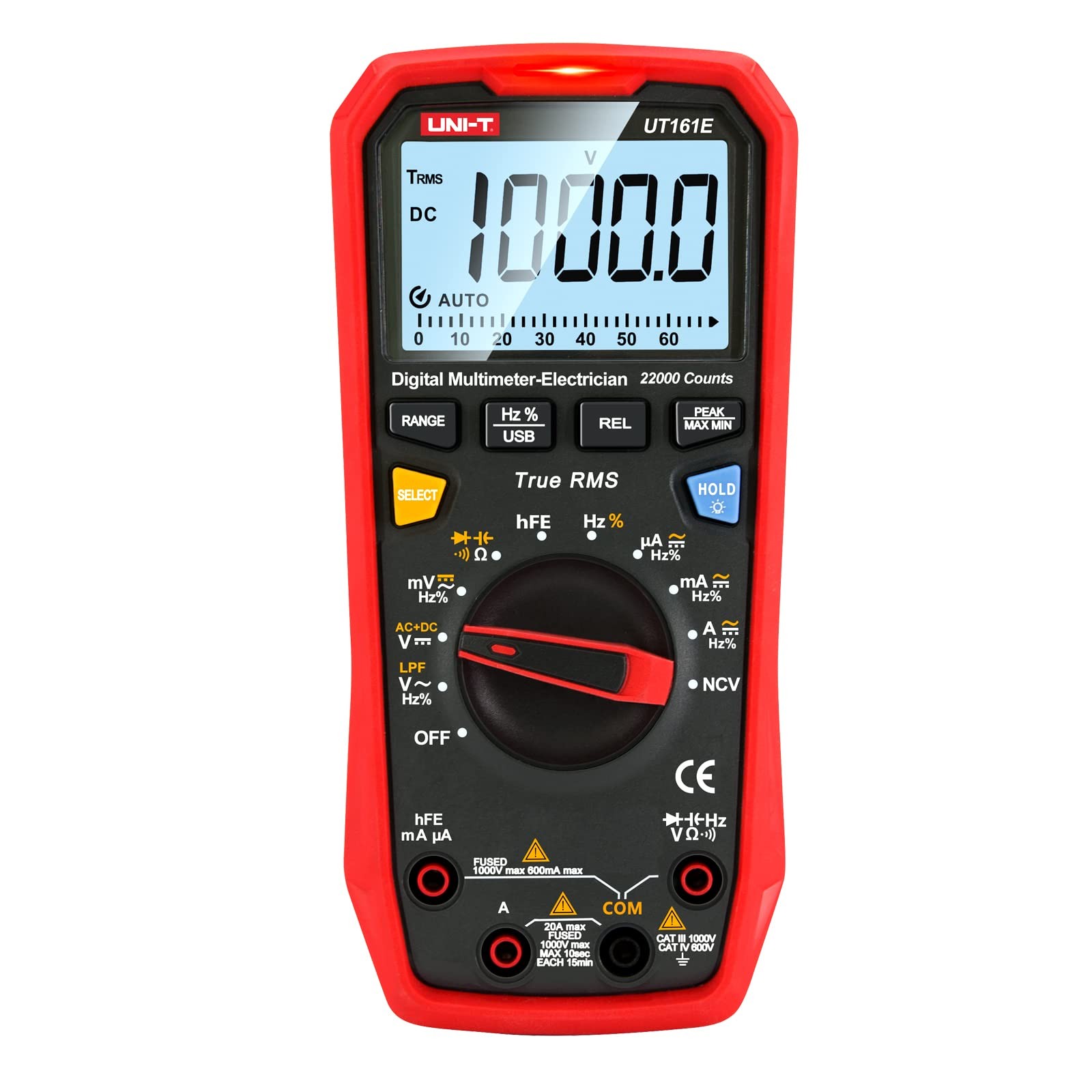 Digital Multimeter Tester UT161E, True RMS 1000V AC DC Voltage Meter Tester O...