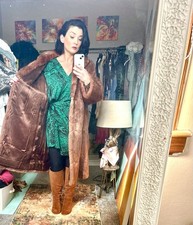 Vintage Rabbit Fur Coat Coney Fur, Brown, Mid-Length, Size 10-12