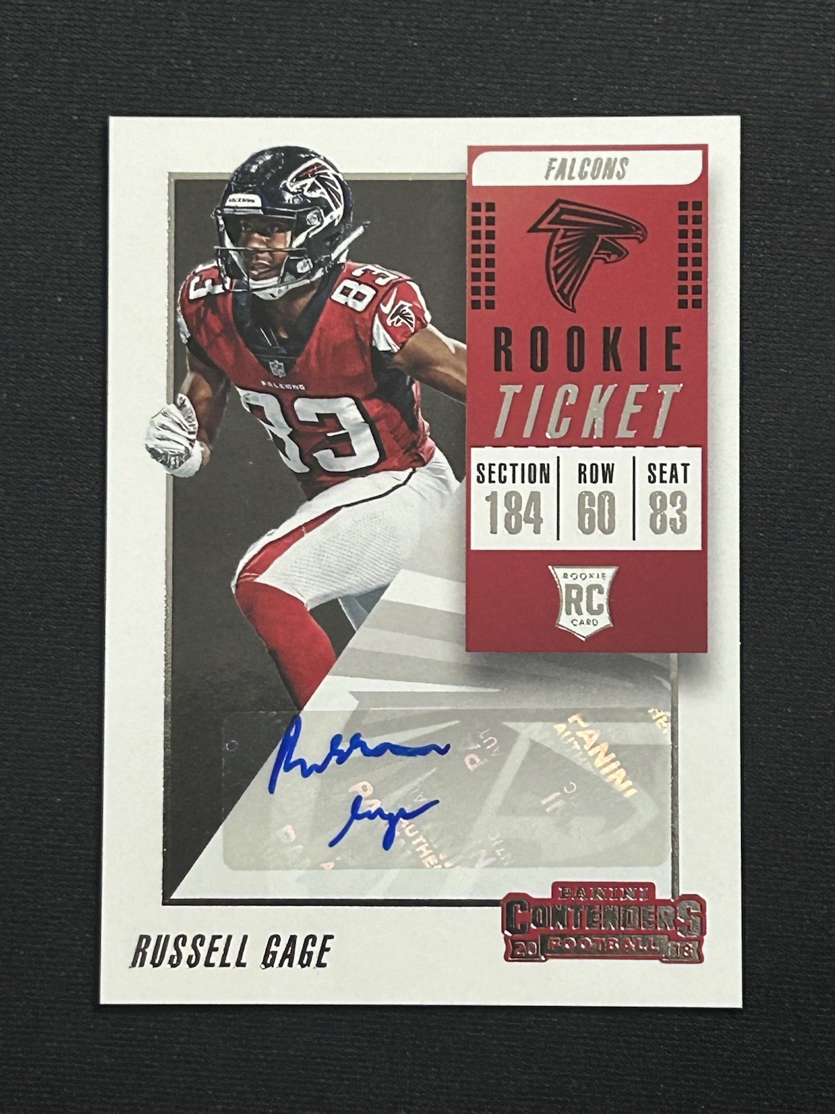 2018 Panini Contenders Russell Gage Rookie Ticket Auto RC Falcons