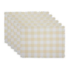 Heavyweight Fringed Check Tabletop Collection, Placemat Set, 13x19" Natural