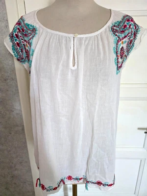 HAUT VOILE BLANC+BRODERIES DEVANT HAUT+BAS PROMOD TAILLE 42 COM9 - Photo 1/4