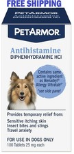 PetArmor Dog Allergy Relief Tablets Anti-Itch Medicine for Bites Stings 100ct