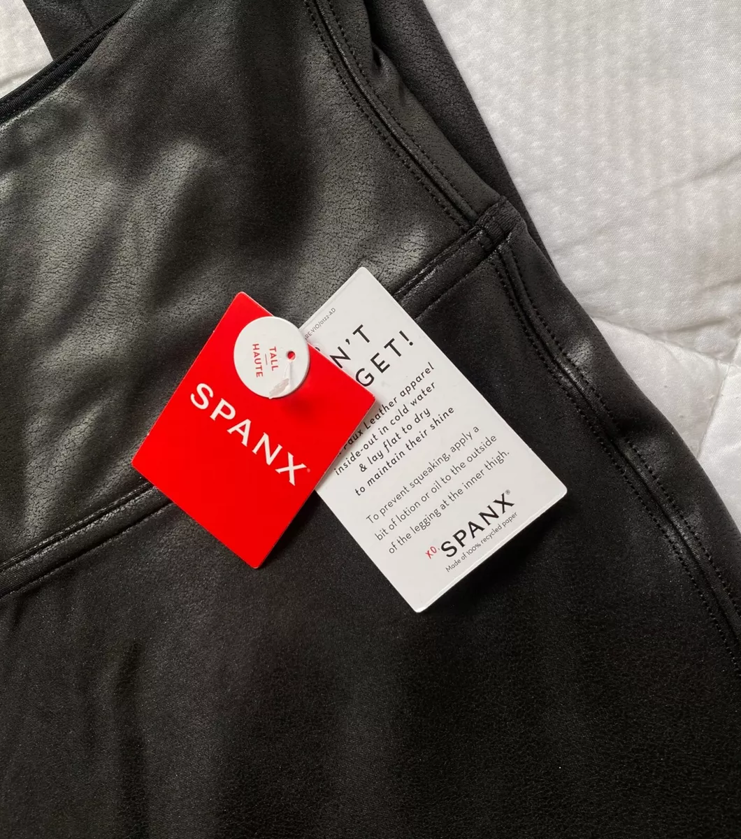 New Spanx 2437T Tall (2437) High Waist Faux Leather Black Leggings Pants |  Large