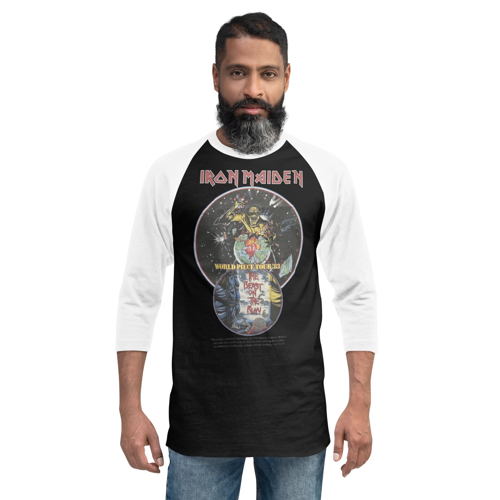 Iron Maiden Unisex 3\4 Sleeve Baseball Tee