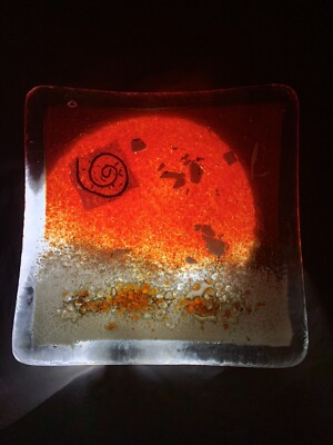 Fused Art Glass Greek Mixaha Trinket Dish