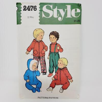 Style 2476 toddler Unisex Snowsuit Anorak Trousers Size 12 months sewing pattern