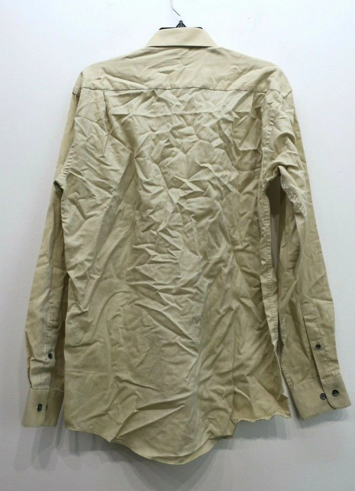 Camisa de vestir de algodón con botones manga larga lisa tostada Roberto Villini para hombre 15,5 Foto 2 de 4