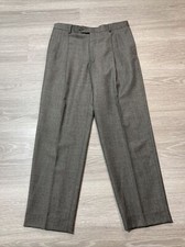 Austin Reed Pants Men's 36X31 Pleated Cuffed Relaxed Fit Gray Wool Dress Trouser