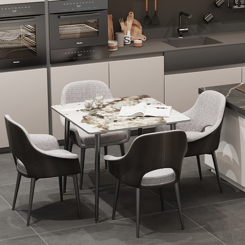 4-Size Modern Marble Stone Kitchen Table for Dining Room Rectangular Metal Frame - Picture 30 of 63