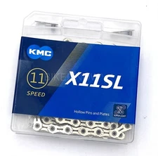 KMC X11SL Super Light Bicycle Chain 11-Speed 118 Links Silver for Shimano/Sram
