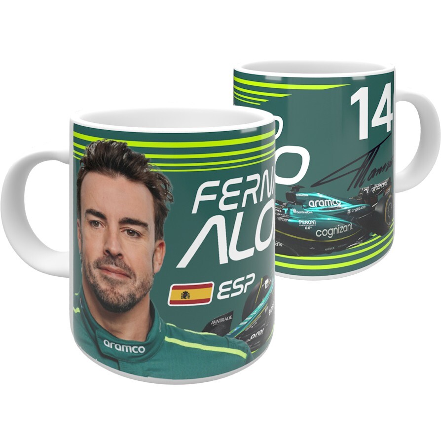 Alonso Mug F1 - 11 oz capacity Green/Yellow