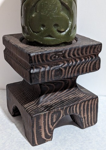 Portacandele grosso in finto legno carbonizzato MCM - supporto a colonna in ceramica - BOHO Hippie - Foto 3 di 10