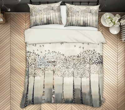 3D Grey Woods NAO3616 Bed Pillowcases Quilt Duvet Cover Set Queen King Fay