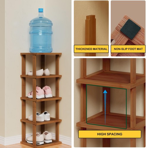 Vertical Shoe Rack for Entryway Bambom Shoe Rack 7-Tier Tall Shelf for Narrow... - Picture 5 of 7