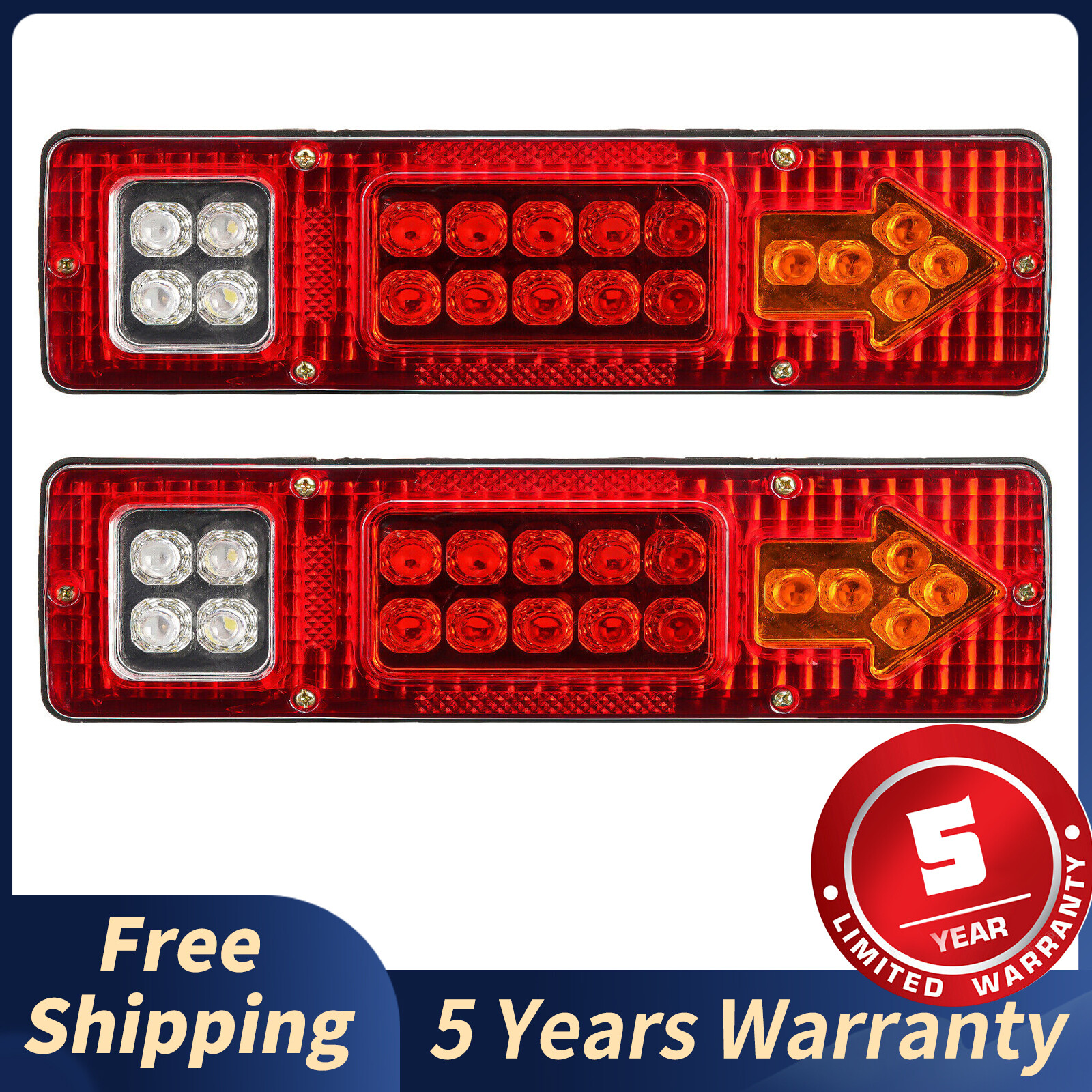 2x 19LED Trailer LED Tail Light Kit Stop Rear Brake Turn Indicator Truck-Lamp