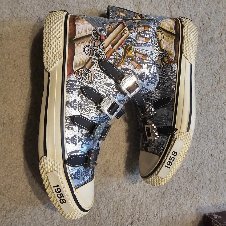 ZAPATILLAS ALTAS CHRISTIAN AUDIGIER 1958 MODA PLATEADAS CON TIRANTES PARA MUJER 6  Foto 4 de 4