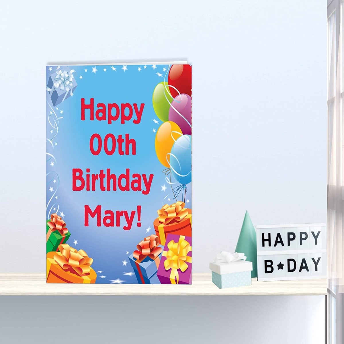 Jumbo 3 Foot Happy Birthday Card, Presents And Balloons, 2x3 feet
