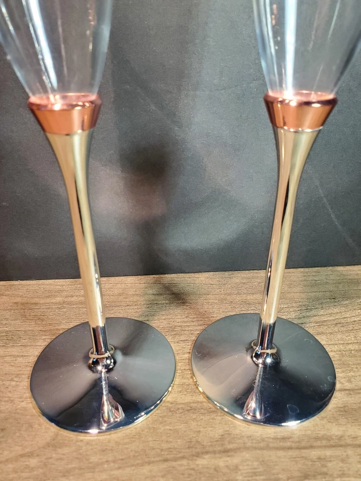 Kate Spade Lenox Champagne Flute Toasting Wedding Glasses Rosy Glow Pair In Box - Image 3 of 4