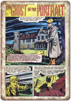 The Ghost In The Portrait Comic Strip Ad 12'' x 9'' Reproduction Metal Sign J527