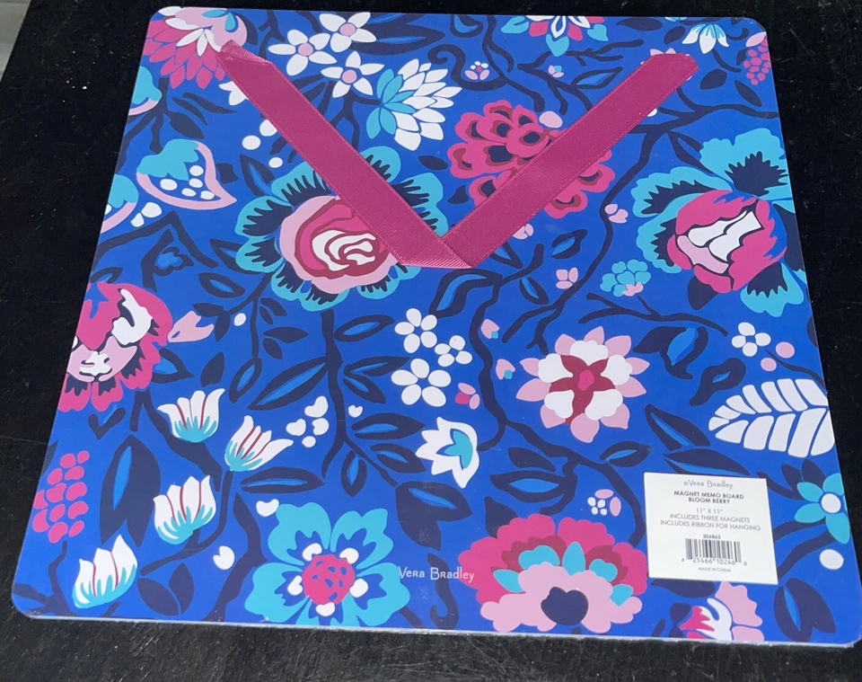Vera Bradley Bloom Berry Magnet Memo Board with Magnets College Dorm Room - Image 3 of 4