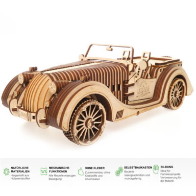 UGEARS VM-01 Roadster Sportcabrio 3D Holz Bausatz Puzzle Modellbausatz 70052