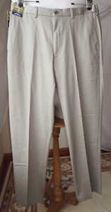 Image of HAGGAR MENS KHAKI DRESS PANTS WRINKLE FREE COMFORT CLASSIC FIT 36WX34L NEW 70