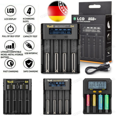 4-Slots Akku Ladegerät USB Charger Batterieladegerät für Lithium Batterie AAA/AA