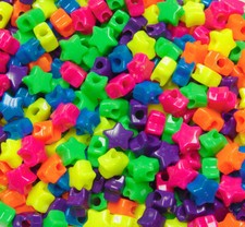 JOLLY STORE Crafts Neon Multi Colors Star Pony Beads 100pc Made in USA