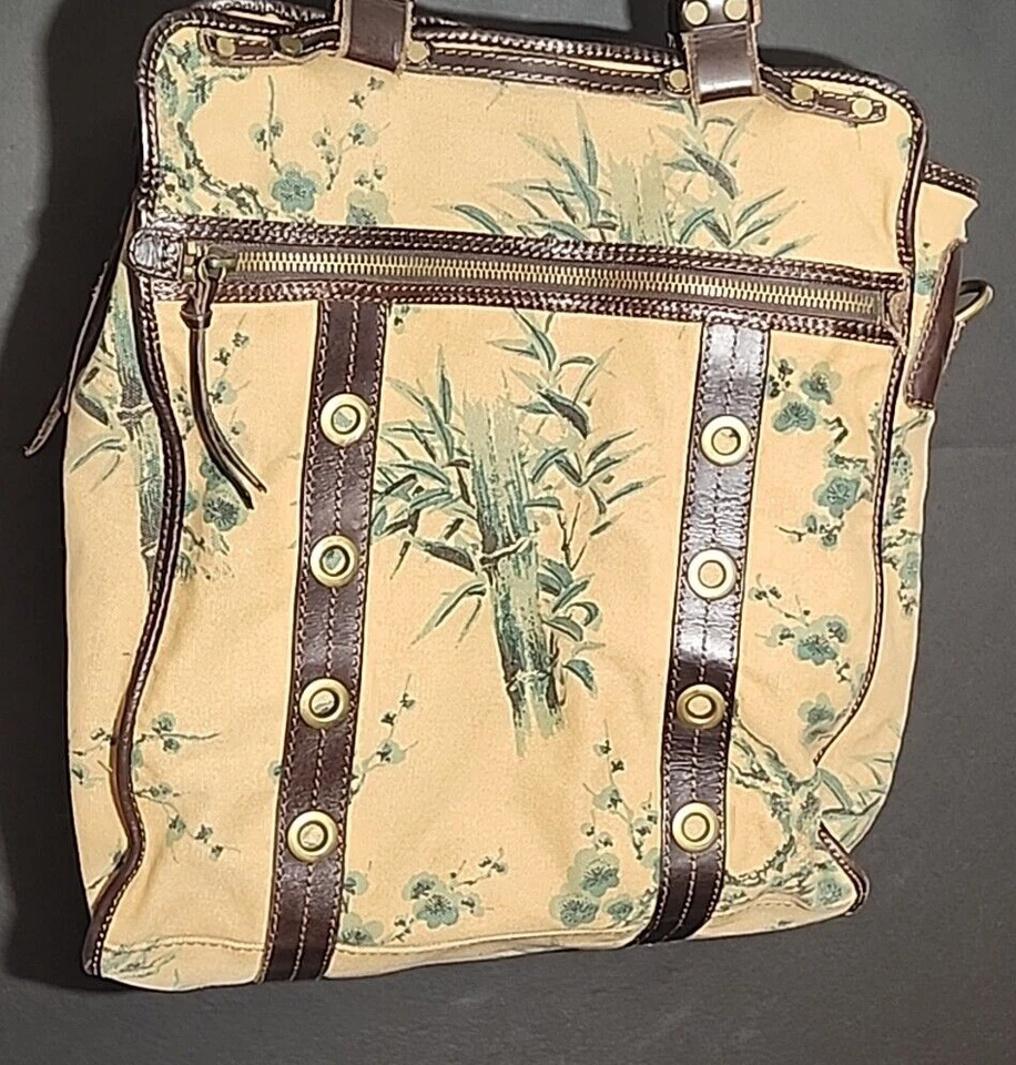 Bolso Hobo Lucky Brand Vintage Inspirado Hoja de Palma Lona y Cuero Foto 3 de 4