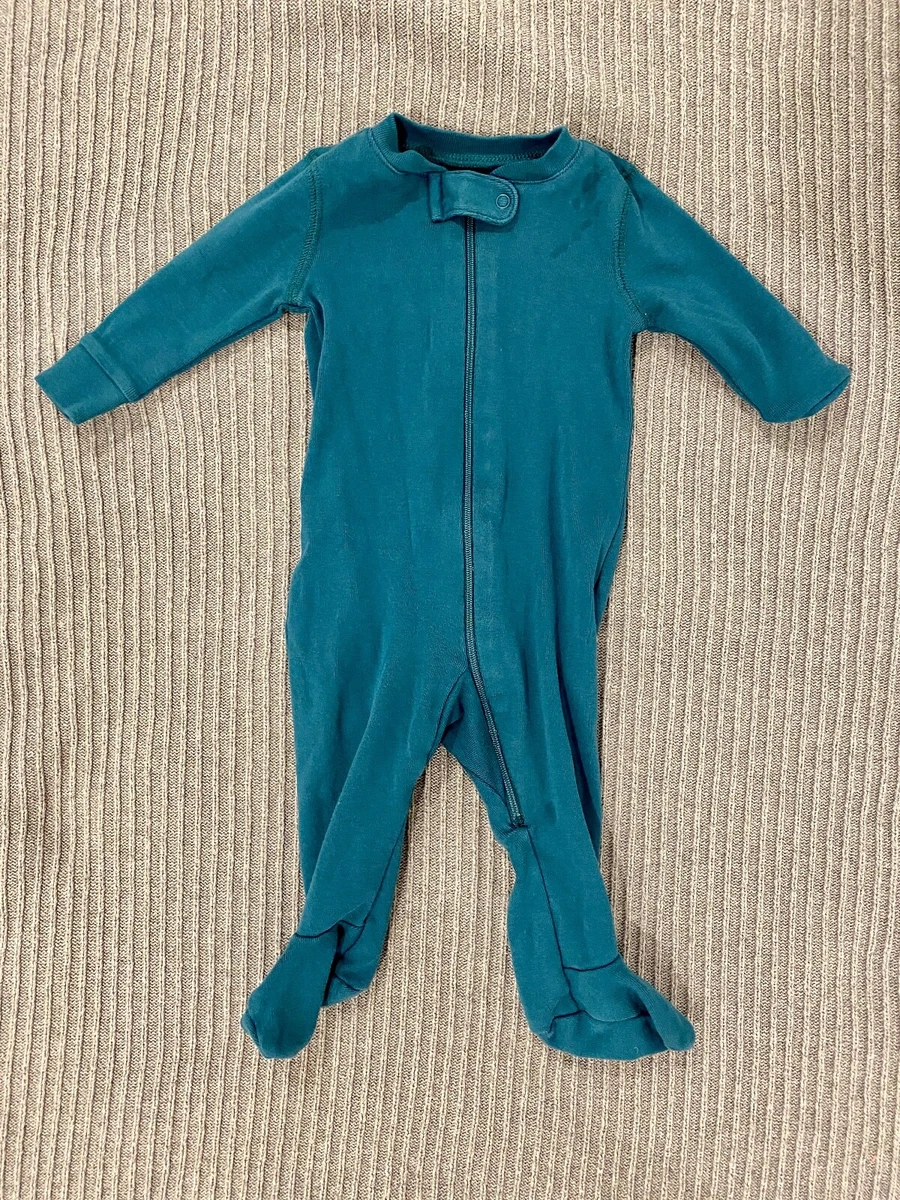 Blue Primary Organic Zip Footed Pajamas 0 3 Months