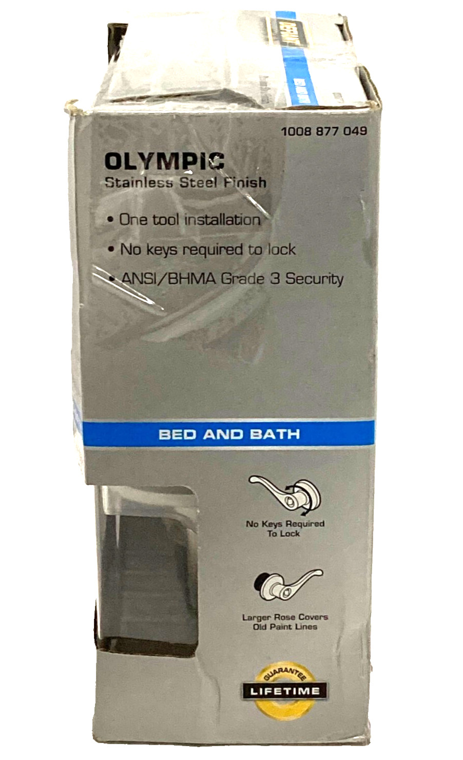 Defiant Bed and Bath Lever Lockable Stainless Steel, Olympic 32LG601B