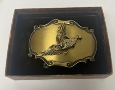 Quail Pheasant Duck Hunt Game Hunter Hunting Bird 1980s Vintage Belt Buckle