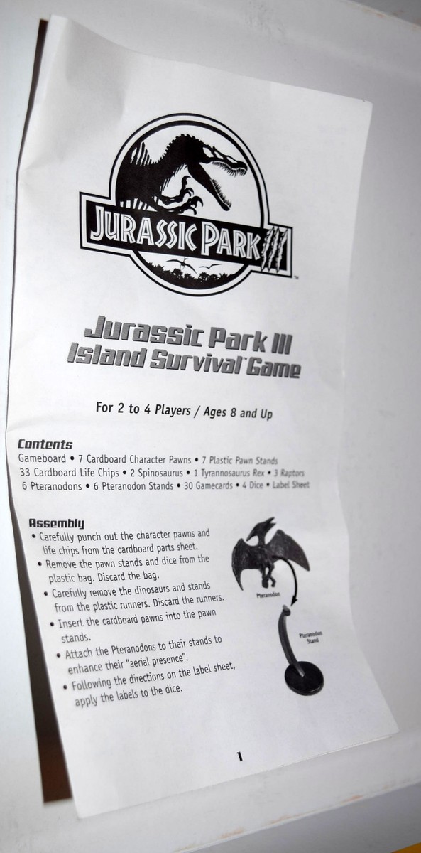 Gioco Da Tavolo Jurassic Park III: Island Survival - Parti E Ricambi (2001) Milton Bradley
