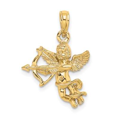 Lex & Lu 14k Gelbgold Amor mit Pfeil und Bogen